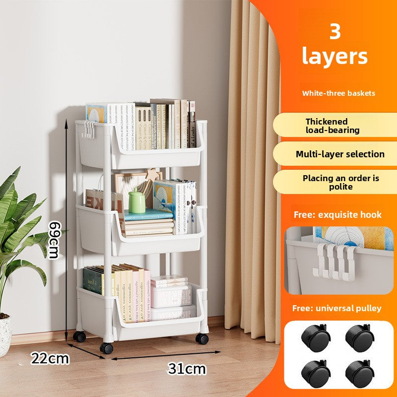 Multi-level floor-standing storage rack for small carts and household use