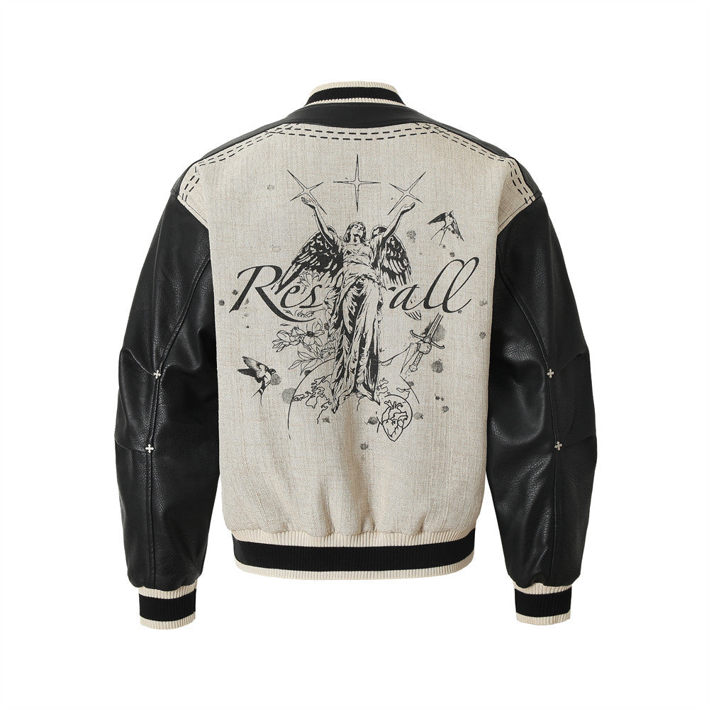 Men's Retro Angel Wings Baseball Jacket, Autumn / Winter Collection
