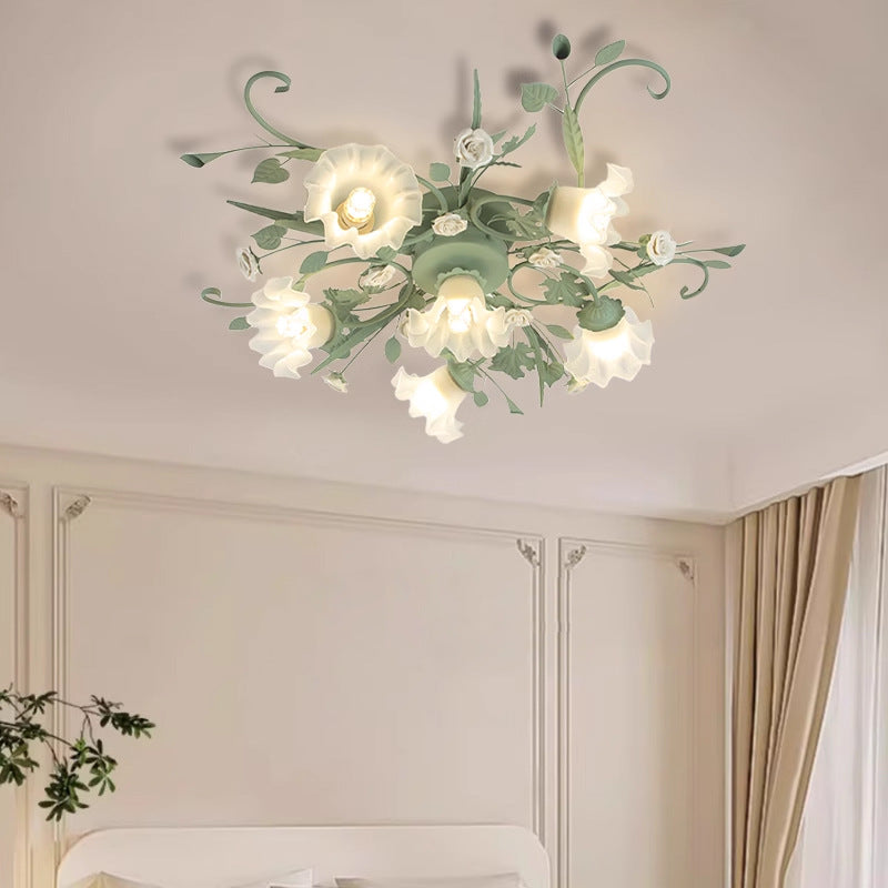 Stropní lampa Vintage Blue Floral s inteligentním ovládáním