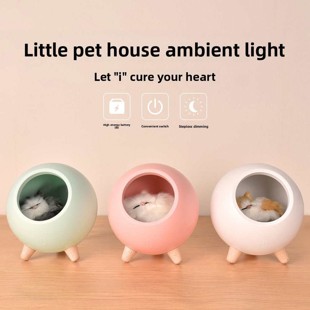 A cartoon cat bed atmosphere night light for girls