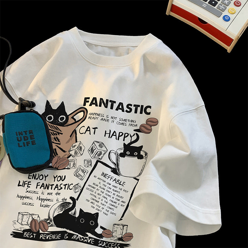 Cartoon Print Pure Cotton Men's T-shirt