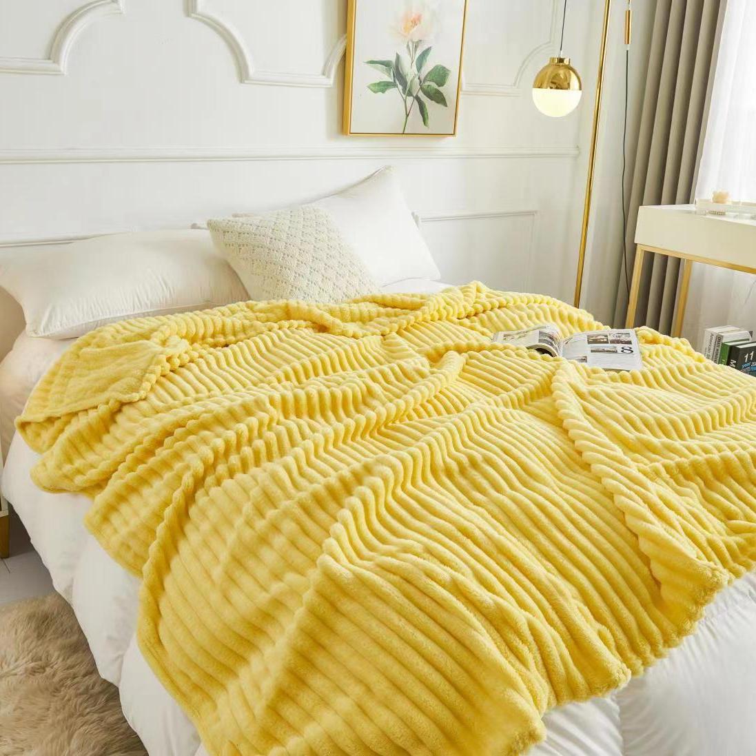 Soft Flannel Rabbit Fur Imitation Blanket