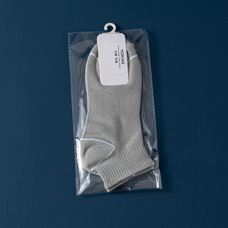 All-cotton men's spring and summer short boat socks