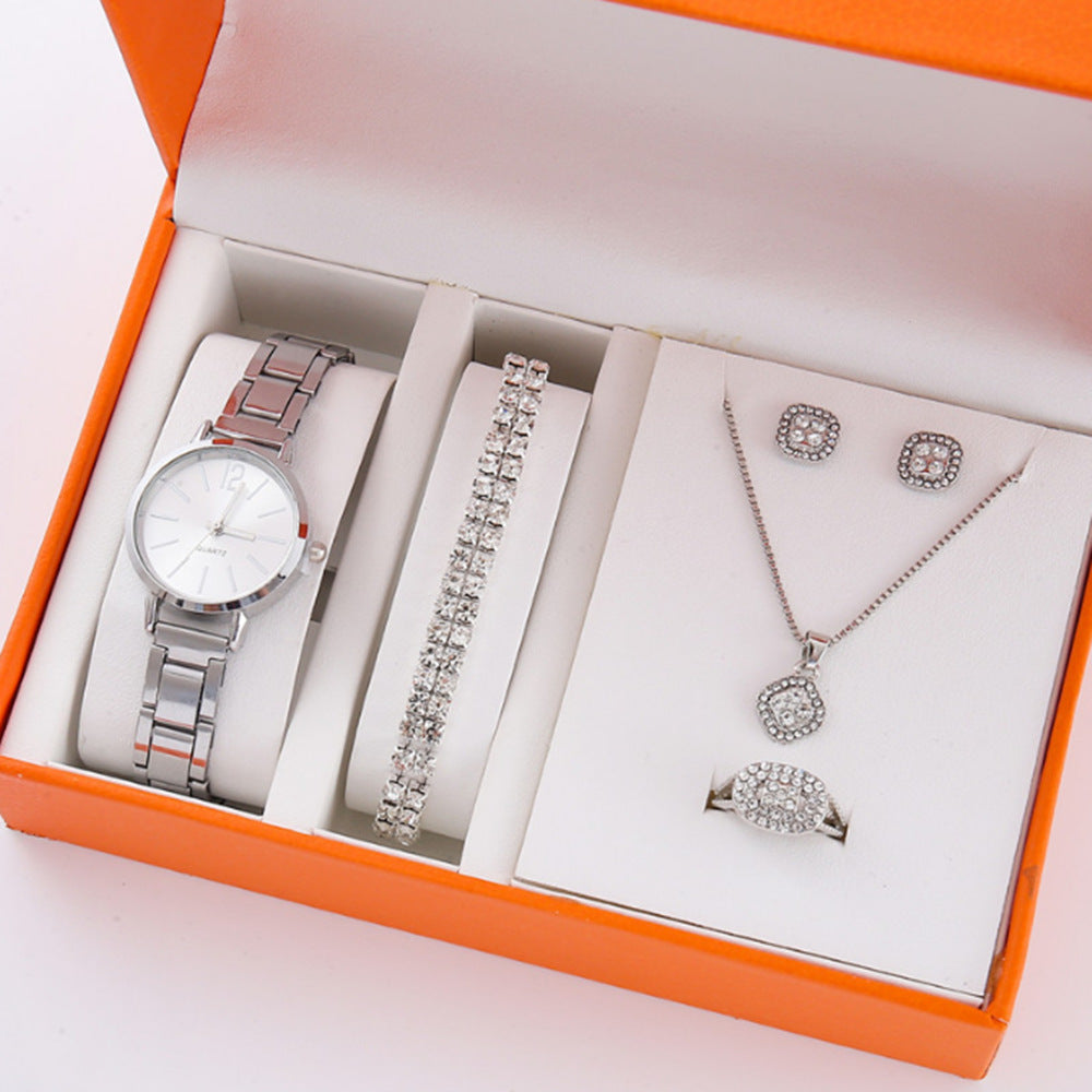 Gold steel band quartz bracelet watch