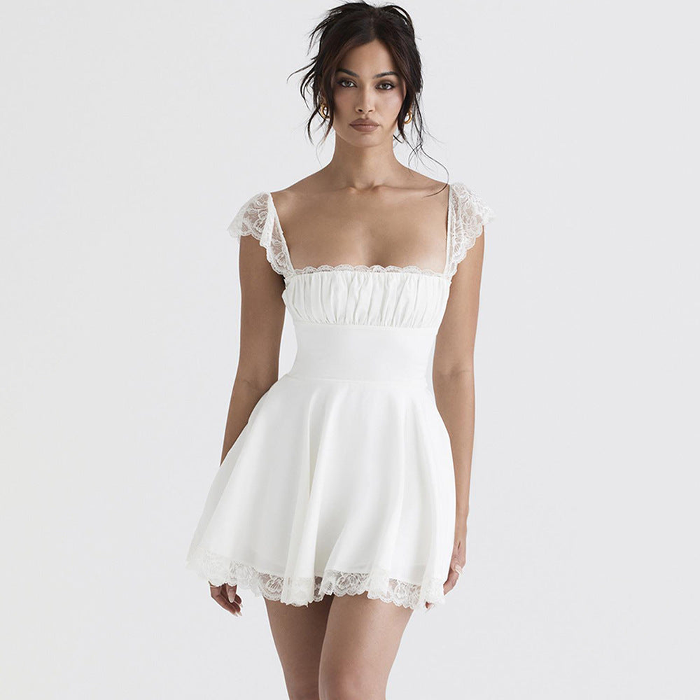 Slim-fit Backless Lace Dress