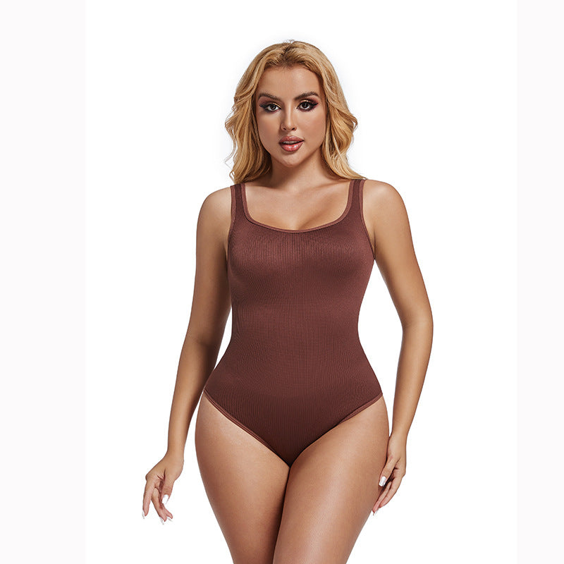 Seamless shaping and waist-reducing one-piece garment