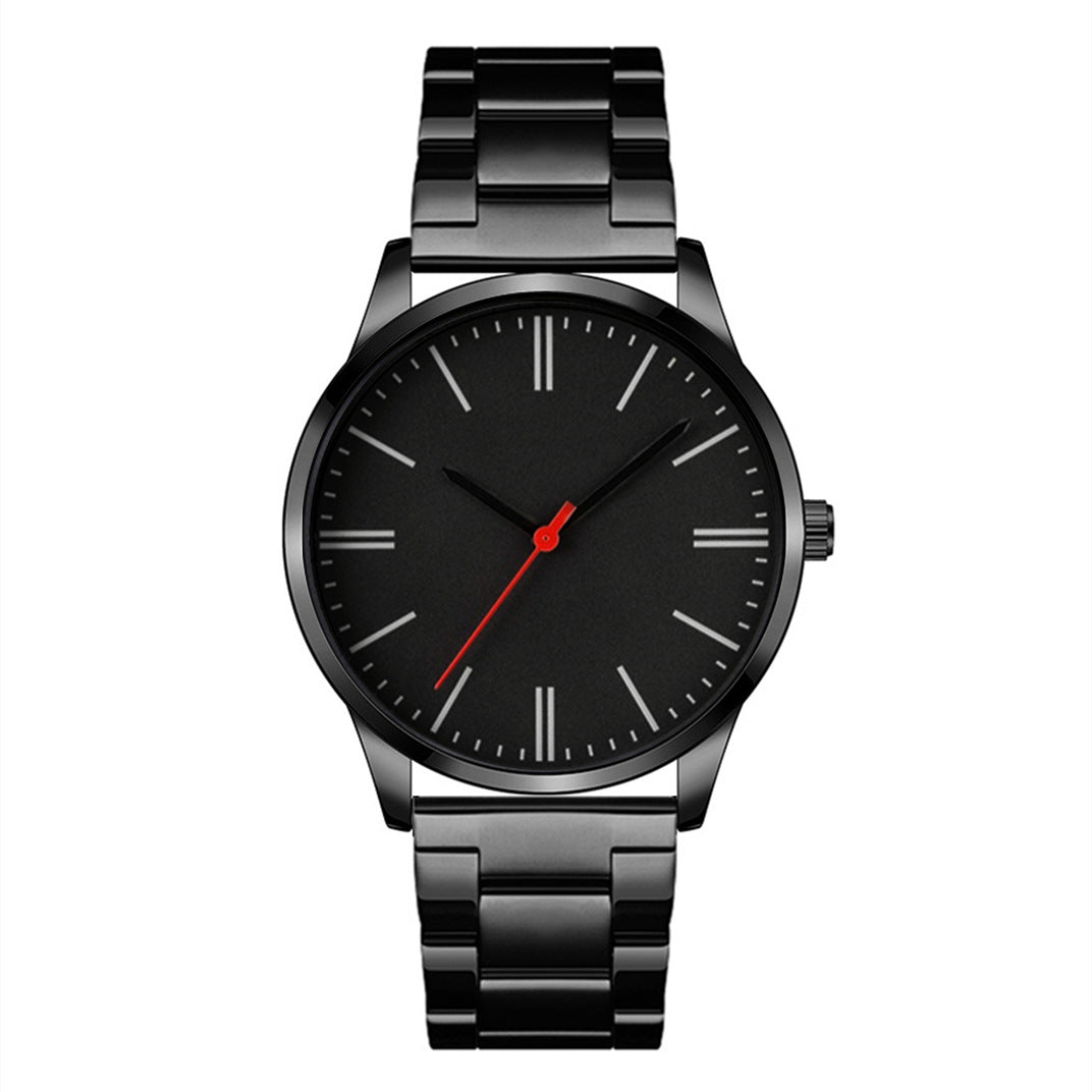 Men's leather strap wrist watch