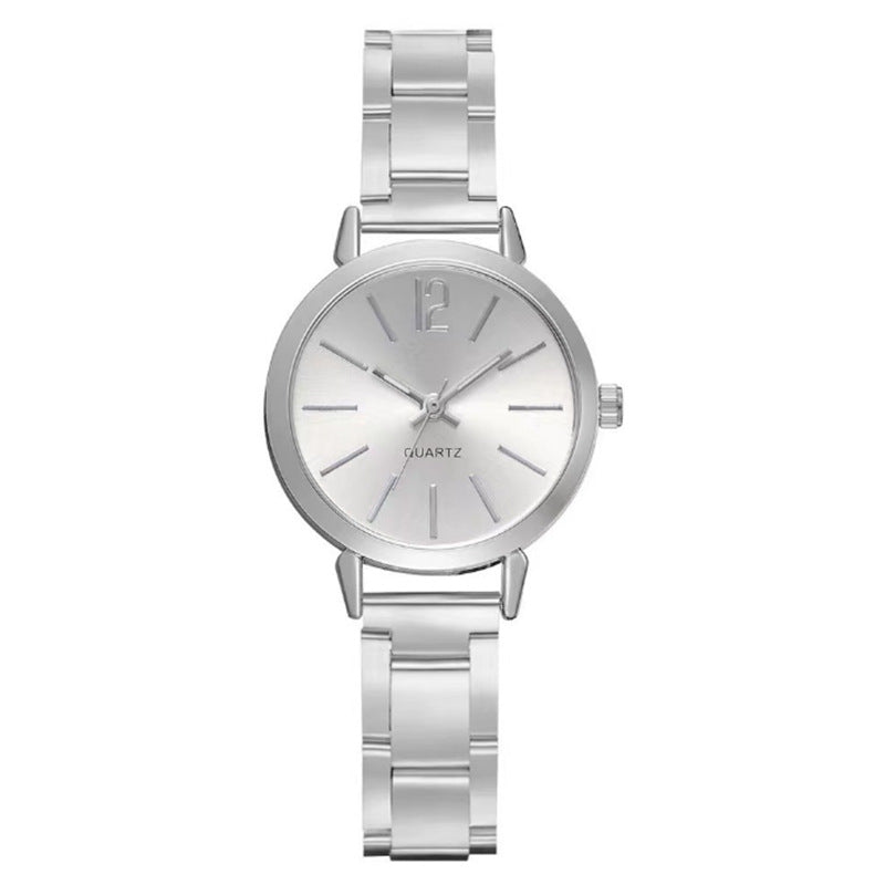 Gold steel band quartz bracelet watch