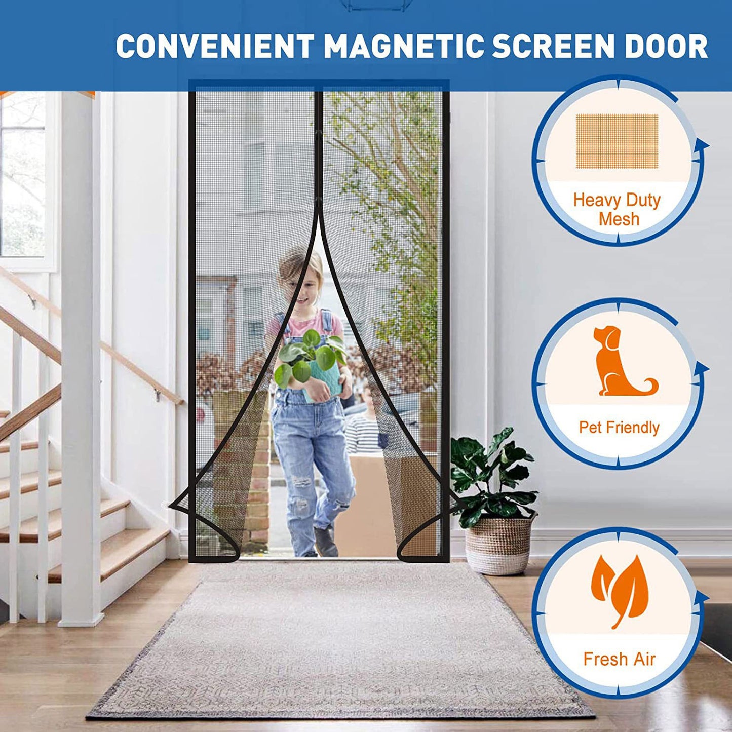 Magnetic Mesh Door Curtain with Anti-Mosquito Design