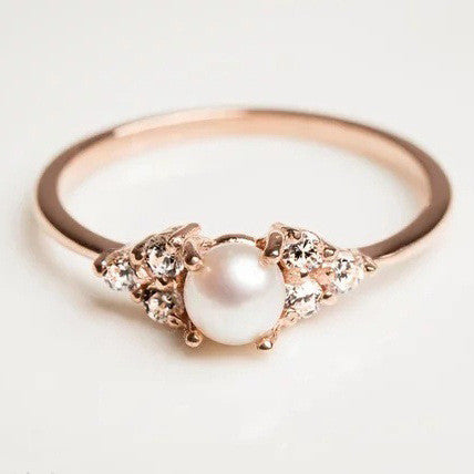 18K Rose Gold Plated Pearl Ring