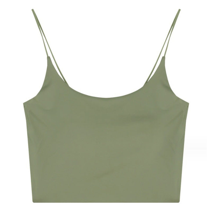 Womens Ice Silk halter top with Built-in Chest Pad