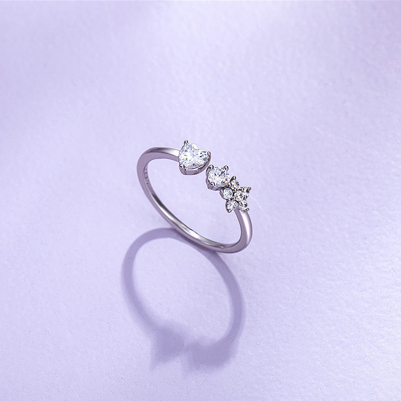 Harajuku Style Flower Ring Rhodium-Plated