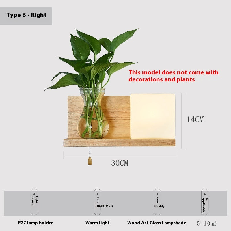 Simple Wooden Wall Lamp Bedroom Bedside Lamp
