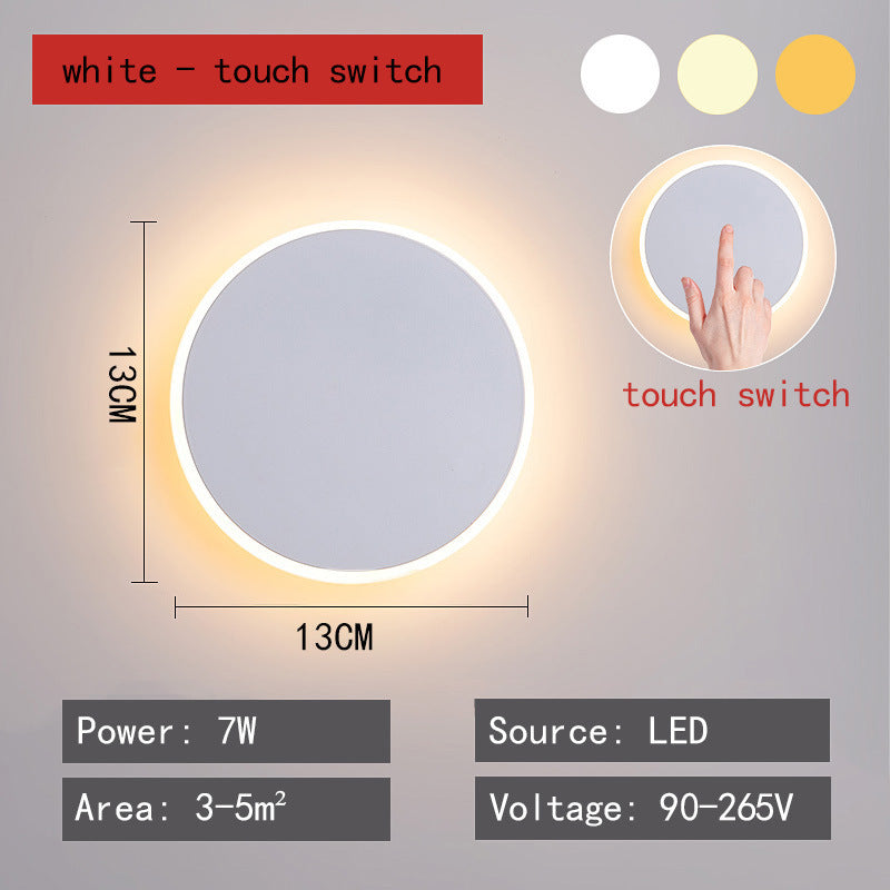 Round Led Wall Lamp Nordic Bedroom Light Bedside Lamp Simple Modern Corridor Aisle Wall Light Bulb