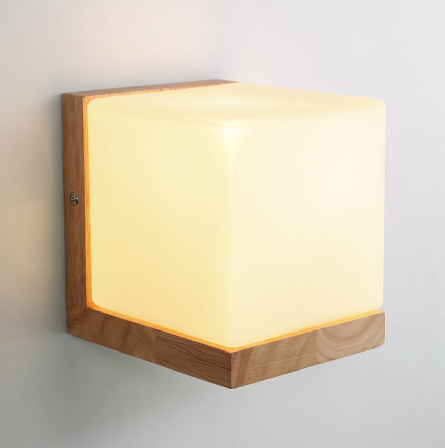 Simple Wooden Wall Lamp Bedroom Bedside Lamp