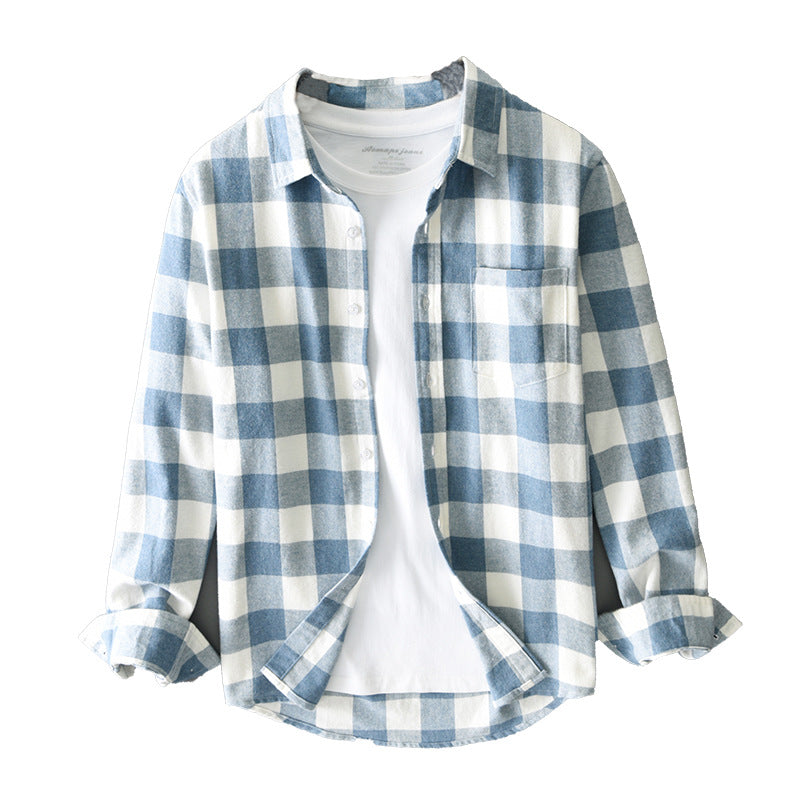 Men's Long Sleeve Plaid Cotton Shirt, Autumn / Winter Collection