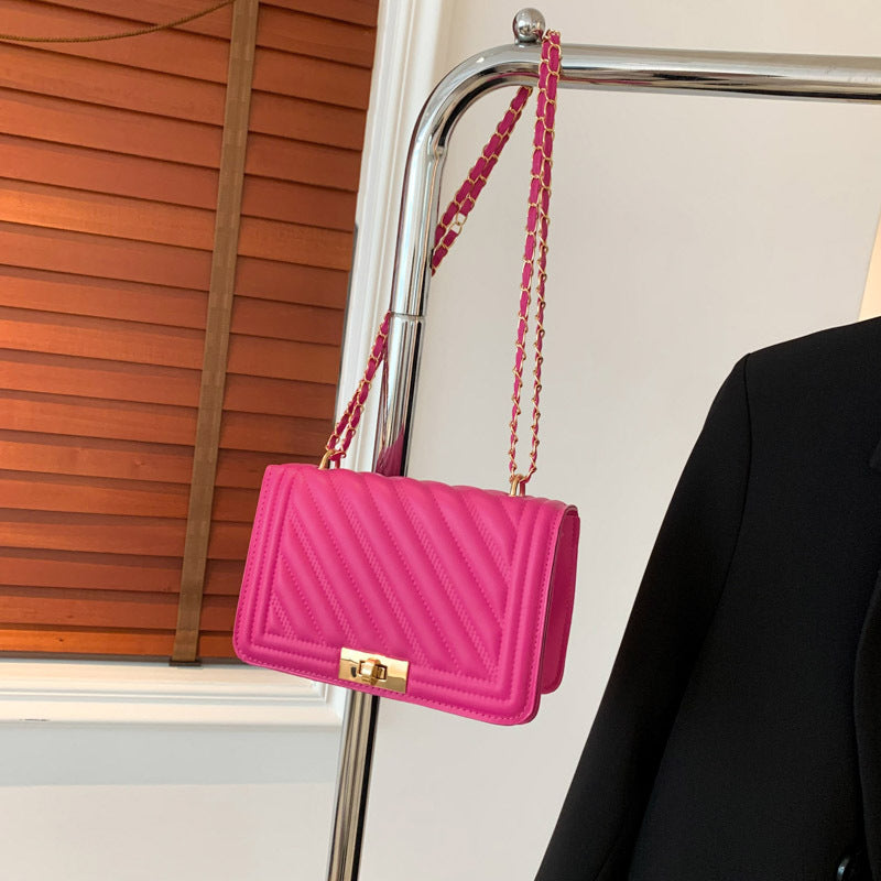 Fashion Simple Elegant Lock Chain Small Bag, Branded Bags