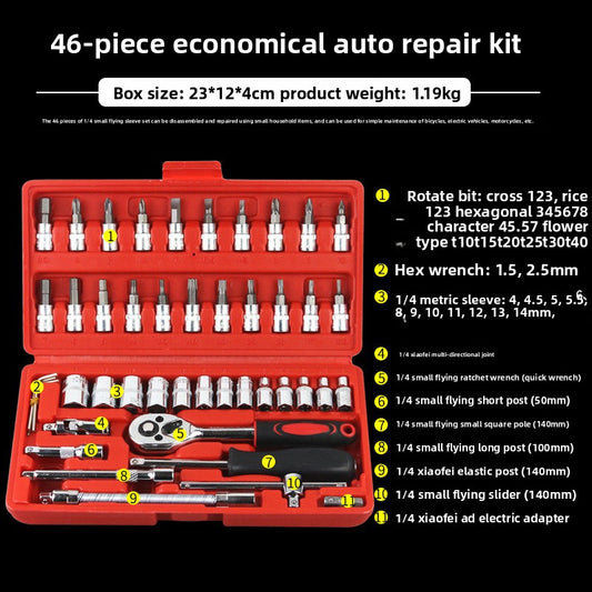 46-Piece Ratchet Socket Wrench Tool