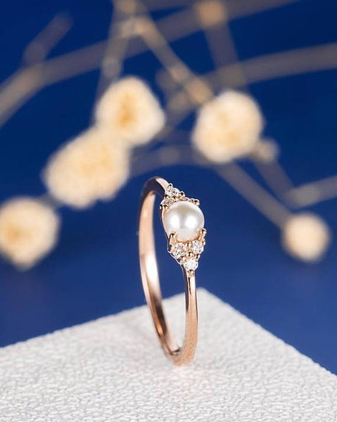 18K Rose Gold Plated Pearl Ring