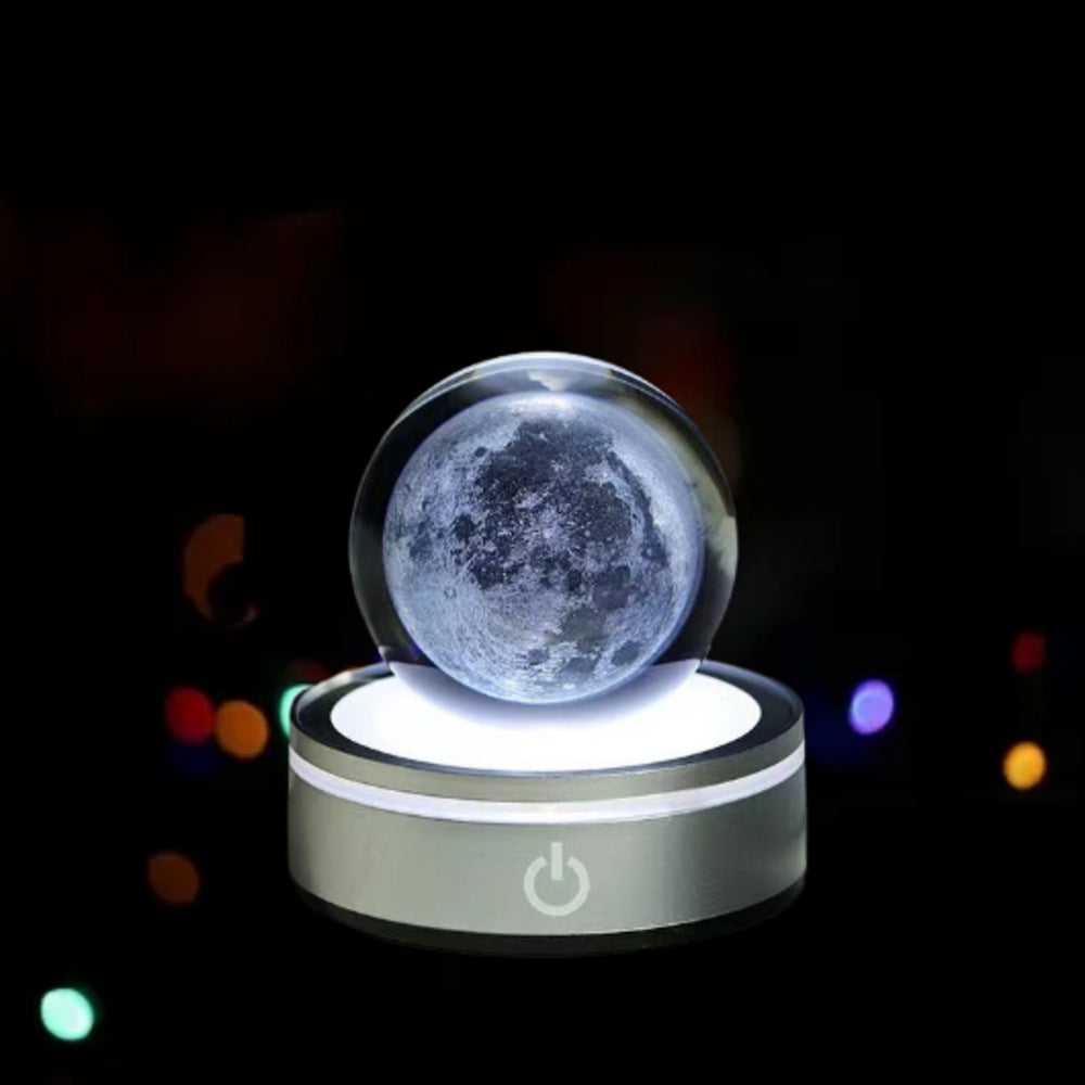 3D Inner Carved Crystal Ball with Color-Changing LED Light