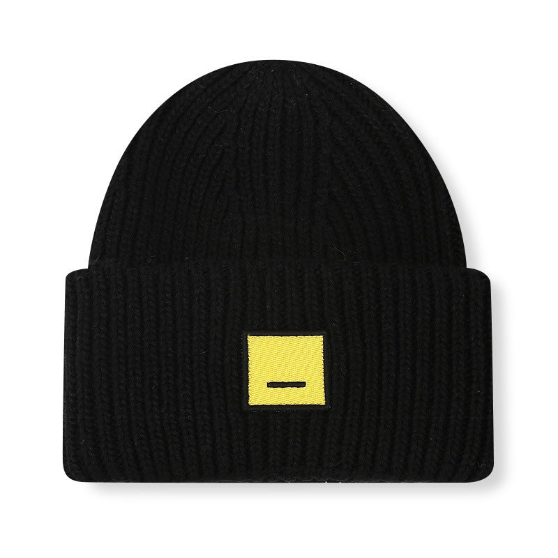 Square Smiley Wool Knitted Winter Hat
