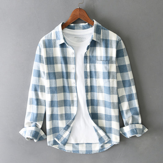 Men's Long Sleeve Plaid Cotton Shirt, Autumn / Winter Collection