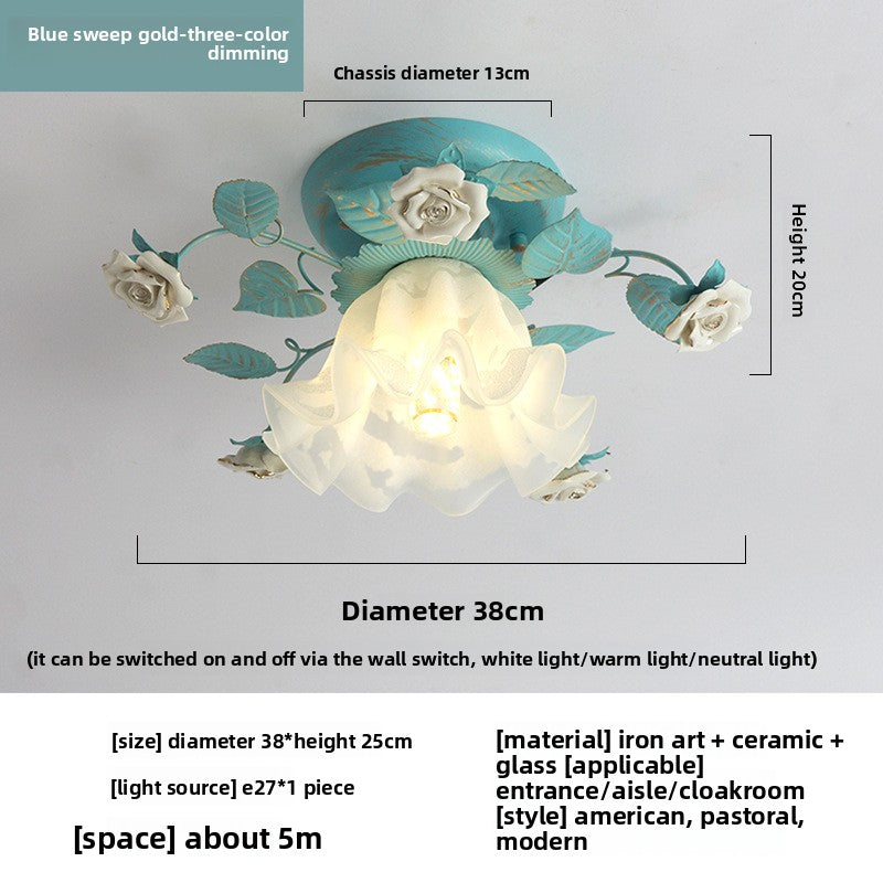 Stropní lampa Vintage Blue Floral s inteligentním ovládáním