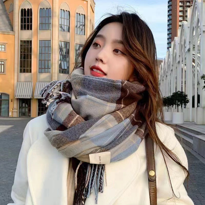 Winter Scarf Women's British Grid Design Warm Self-heating