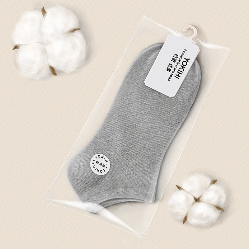 All-cotton men's spring and summer short boat socks