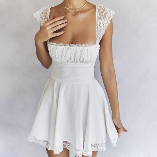 Slim-fit Backless Lace Dress