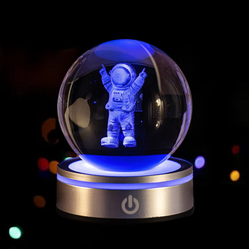 3D Inner Carved Crystal Ball with Color-Changing LED Light
