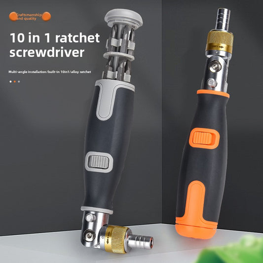 Household Portable 10-in-1 Hidden Bit Multi-Angle Ratchet Corner Screwdriver Set Multi-Functional Screwdriver