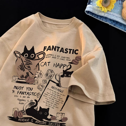 Cartoon Print Pure Cotton Men's T-shirt