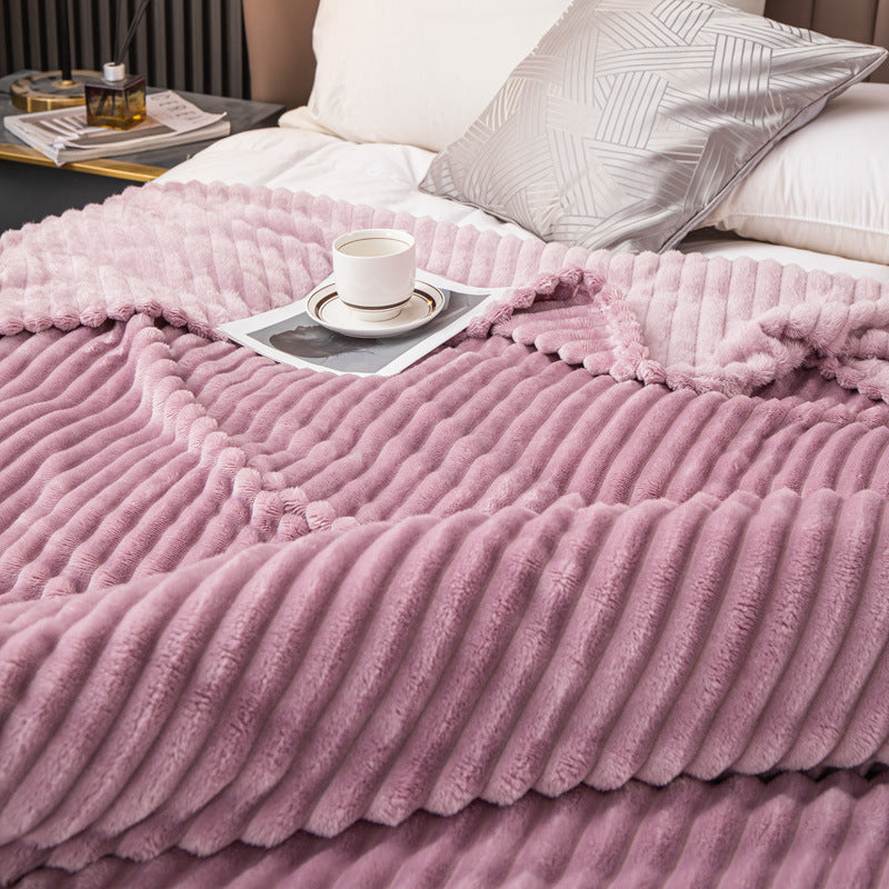 Soft Flannel Rabbit Fur Imitation Blanket