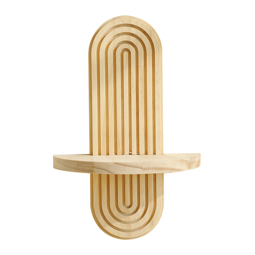 Bohemian Oval Thread Solid Wood Wall Flower Pot Rack