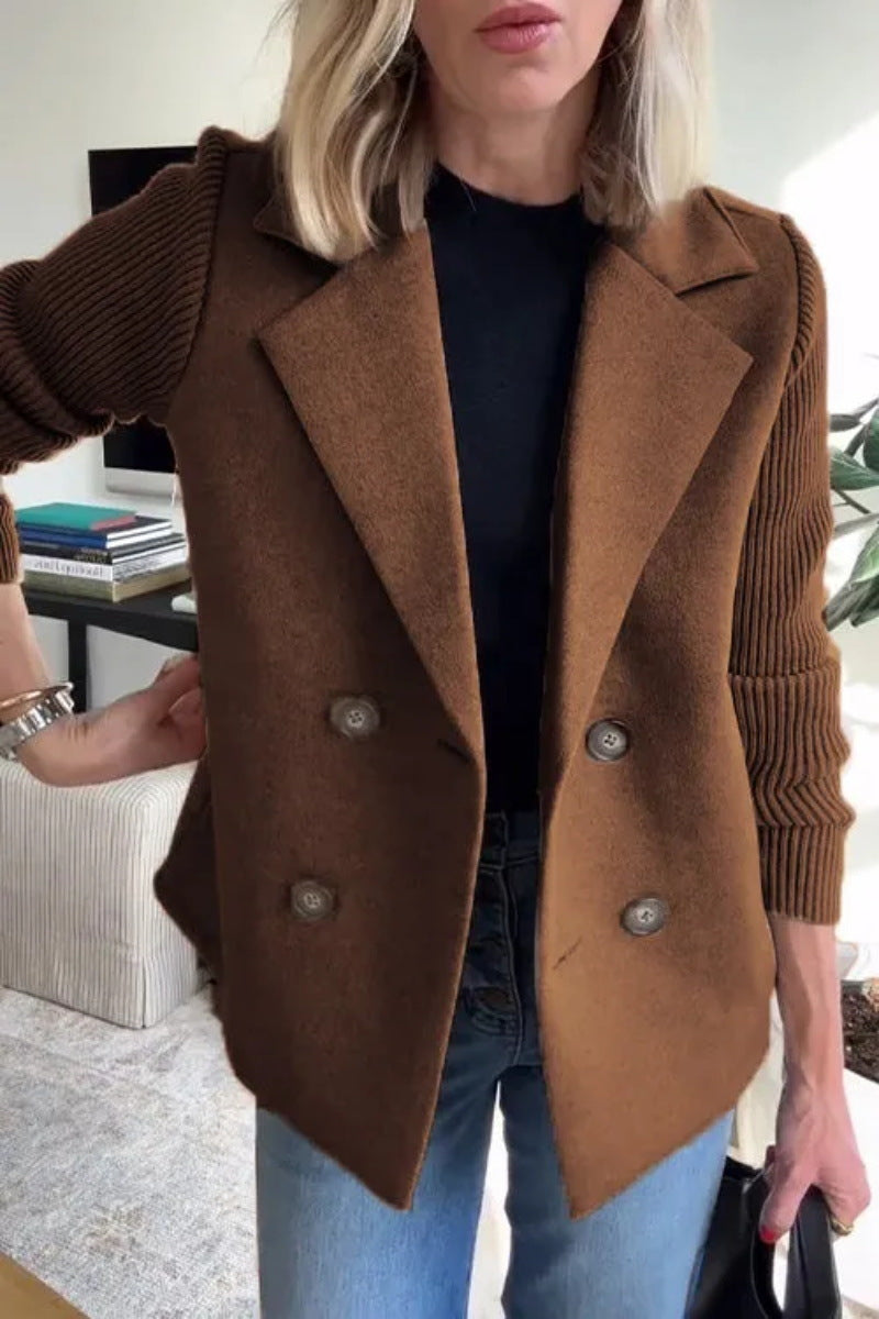 Módní elegantní vlněný prošívaný kabát 