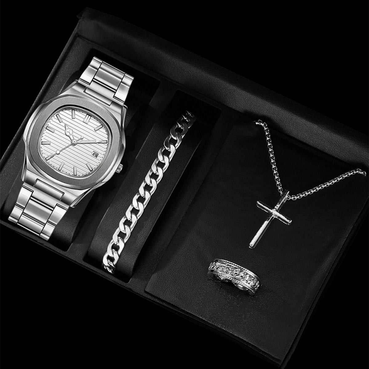 Classic Square Digital Watch with Steel Band