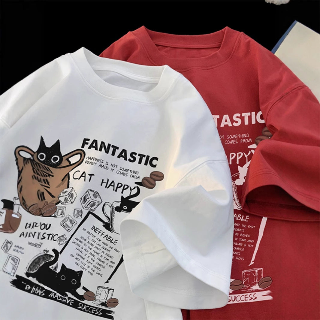 Cartoon Print Pure Cotton Men's T-shirt