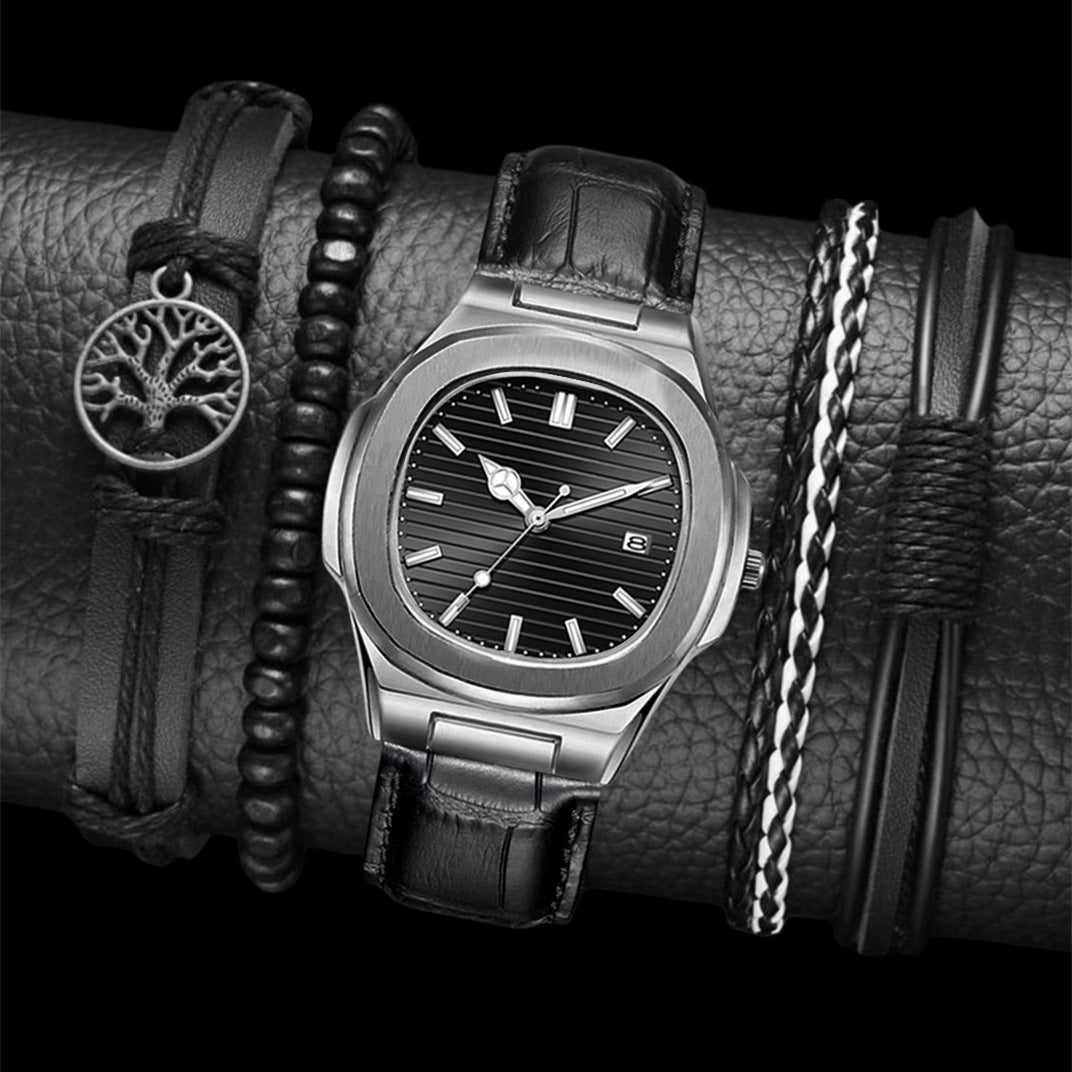 Classic Square Digital Watch with Steel Band