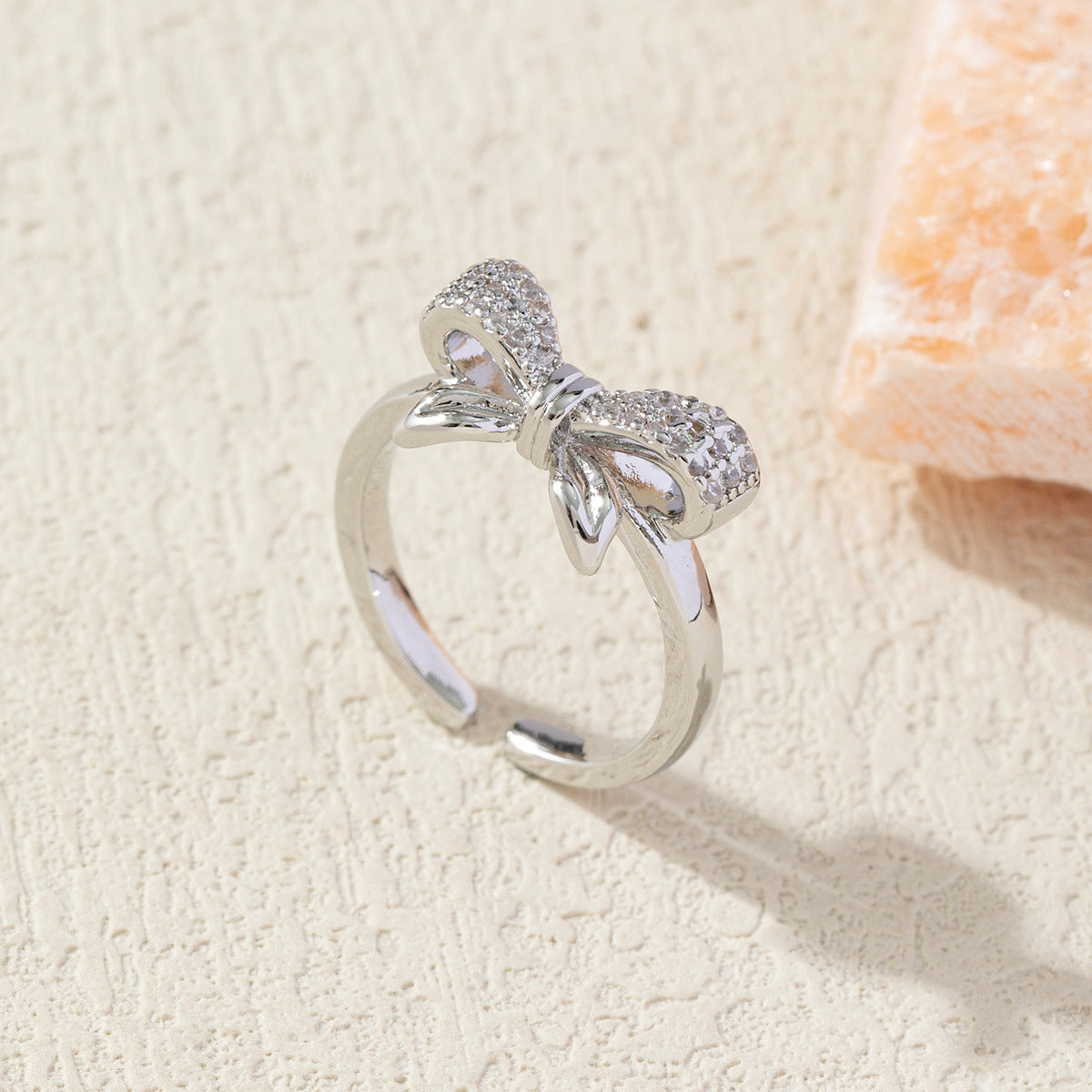 Diamond Bow Copper Plating 18K Gold-plated Ring
