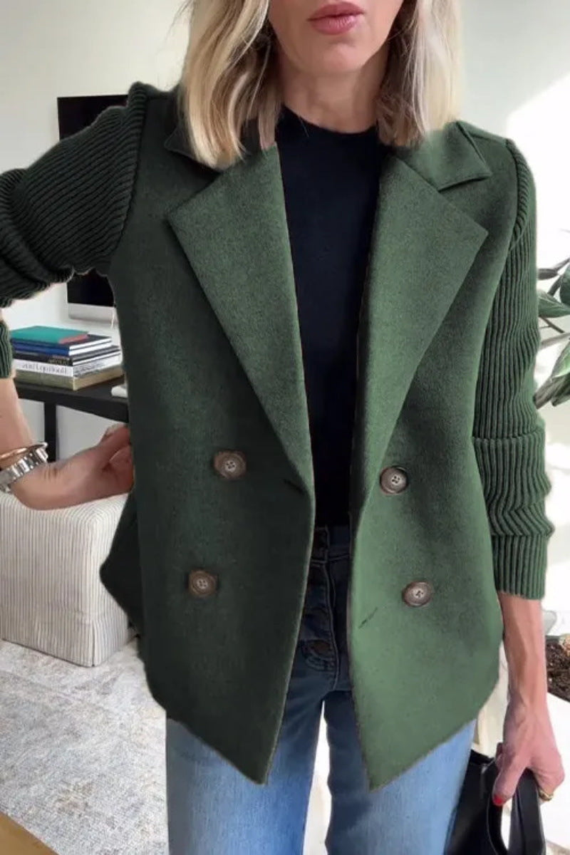 Módní elegantní vlněný prošívaný kabát 