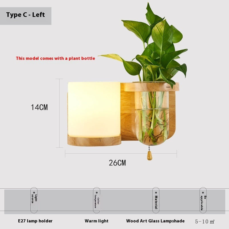 Simple Wooden Wall Lamp Bedroom Bedside Lamp