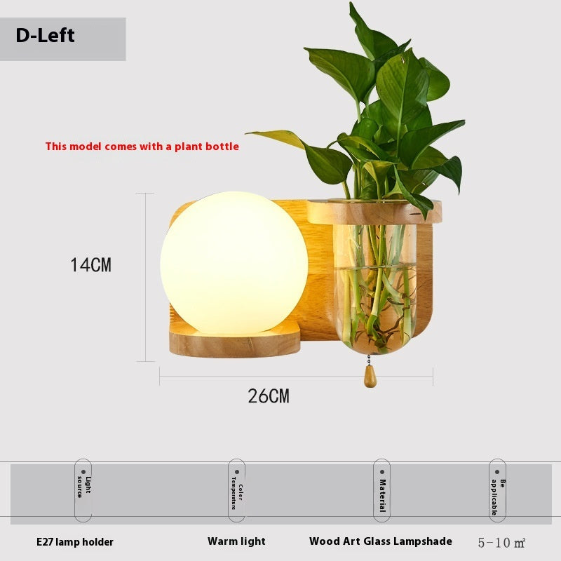 Simple Wooden Wall Lamp Bedroom Bedside Lamp