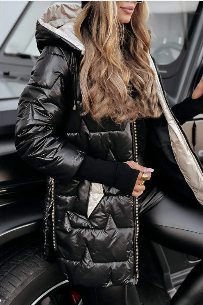 Mid-length hooded cotton coat