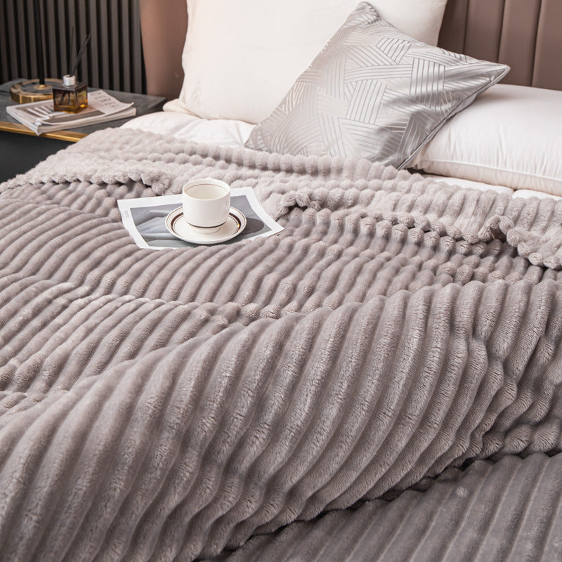Soft Flannel Rabbit Fur Imitation Blanket