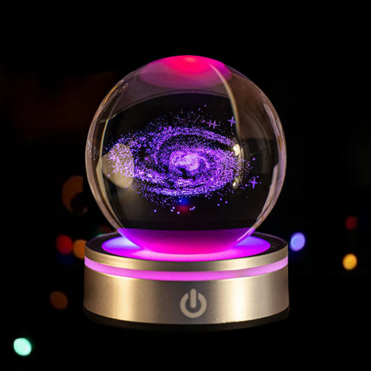 3D Inner Carved Crystal Ball with Color-Changing LED Light