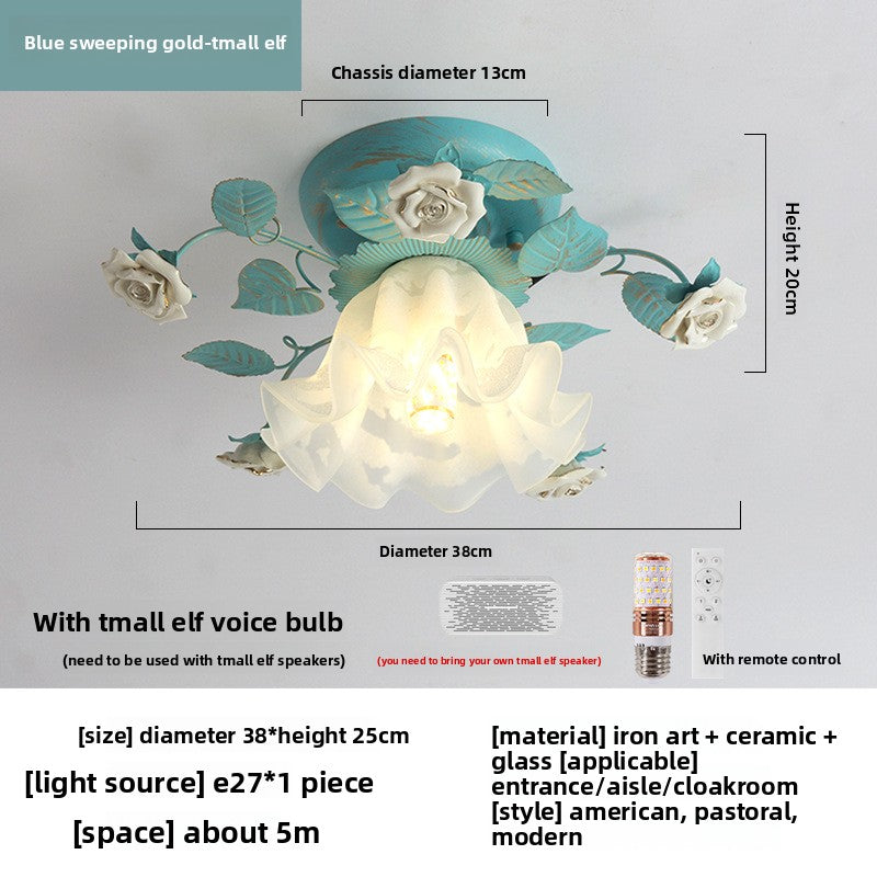 Stropní lampa Vintage Blue Floral s inteligentním ovládáním