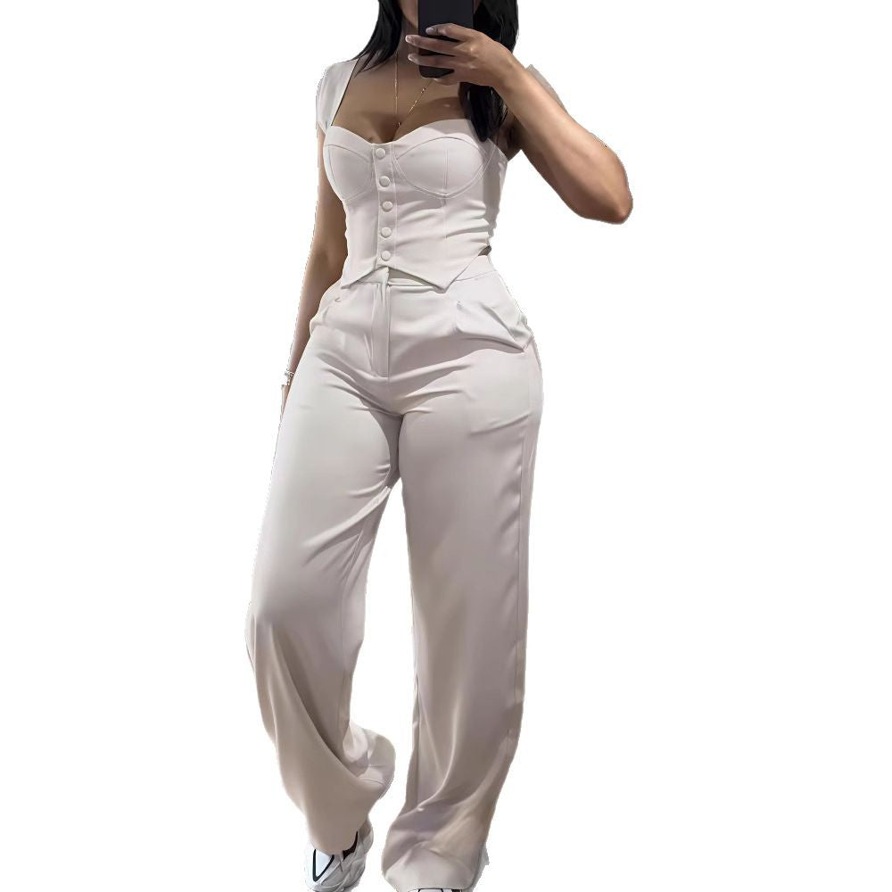 Thong tight-fitting tank top plus wide-leg pants Set Women Clothes