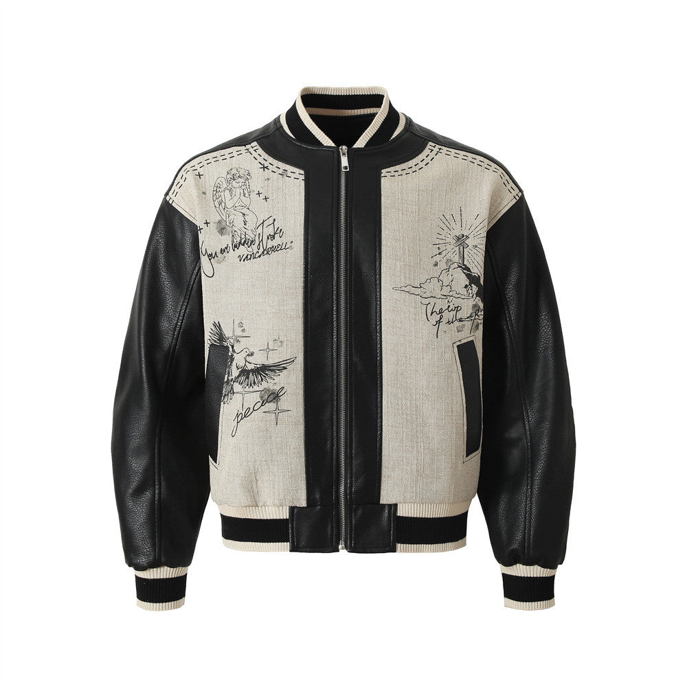 Men's Retro Angel Wings Baseball Jacket, Autumn / Winter Collection