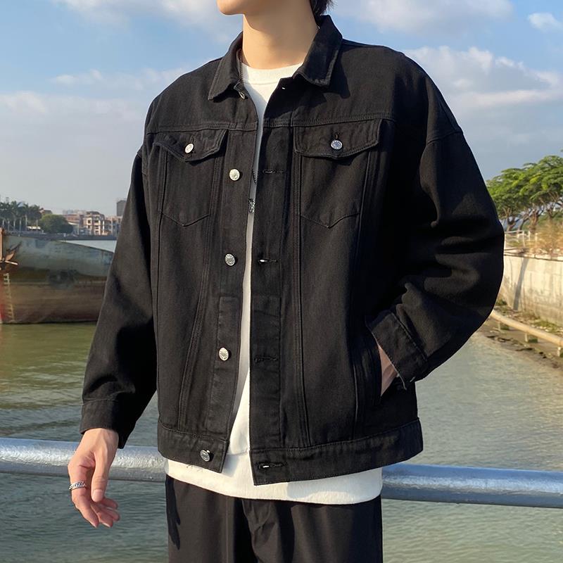 Fashionable Men's Washed Denim Jacket, Loose Fit, Multiple Pockets